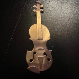 Brass or Bronze Tone Musical Pin Bass Brooch